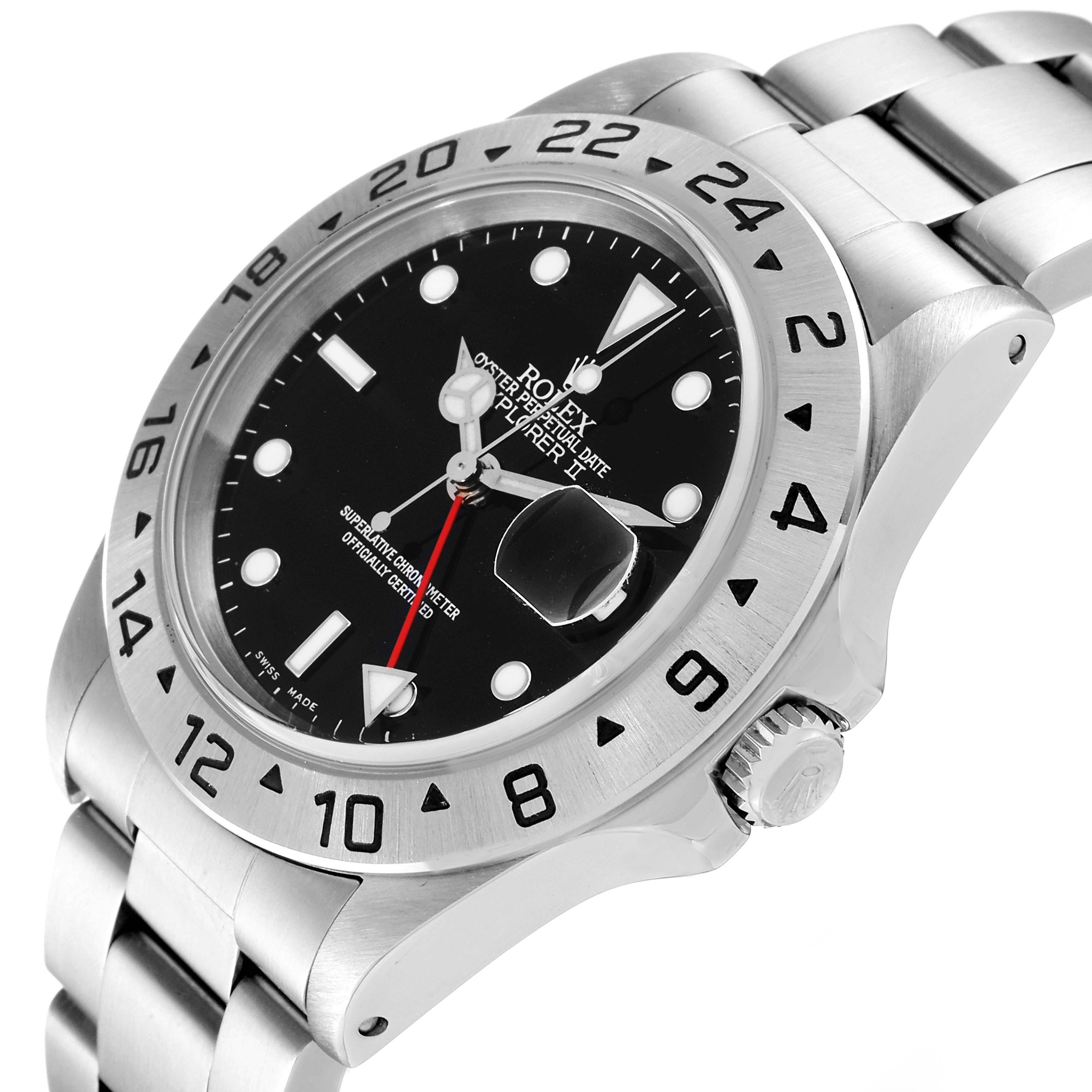 The image shows a side angle view of a Rolex Explorer 16570 Men
s Stainless Steel Black Dial 16570 Men
s Stainless Steel Black Dial watch, highlighting the dial, bezel, crown, and bracelet.