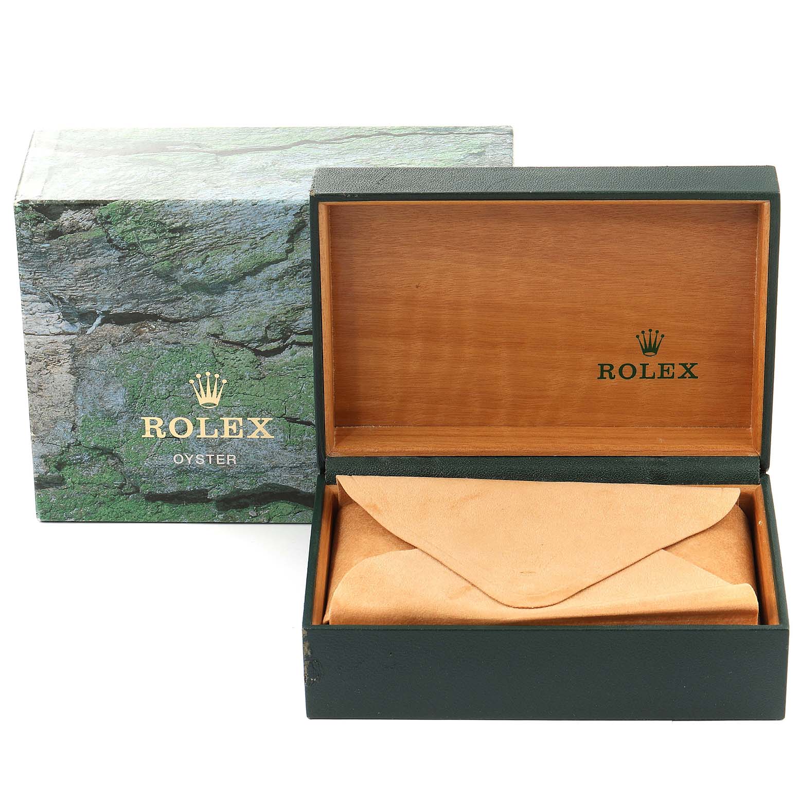 The image shows an open Rolex GMT-Master 16710 Men
s Stainless Steel Black Dial 16710 Men
s Stainless Steel Black Dial box, including the outer box and inner presentation box.