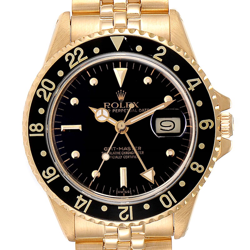 Rolex GMT Master Transitional 18k Yellow Gold Mens Watch 16758 SwissWatchExpo
