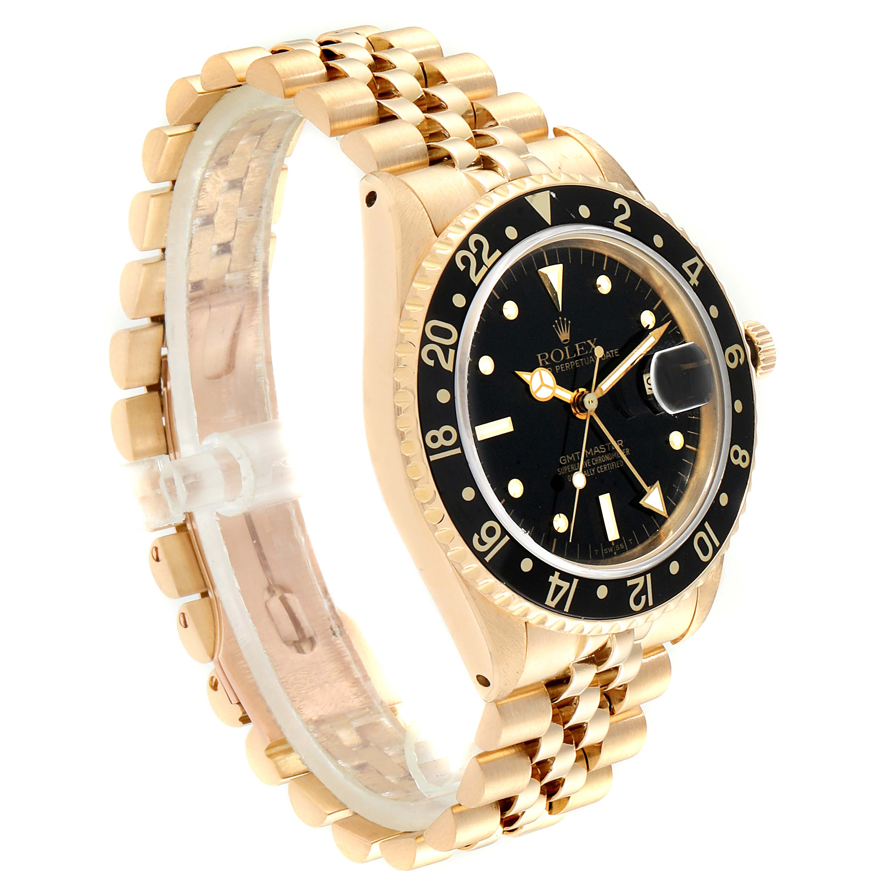 Rolex GMT Master Transitional 18k Yellow Gold Mens Watch 16758