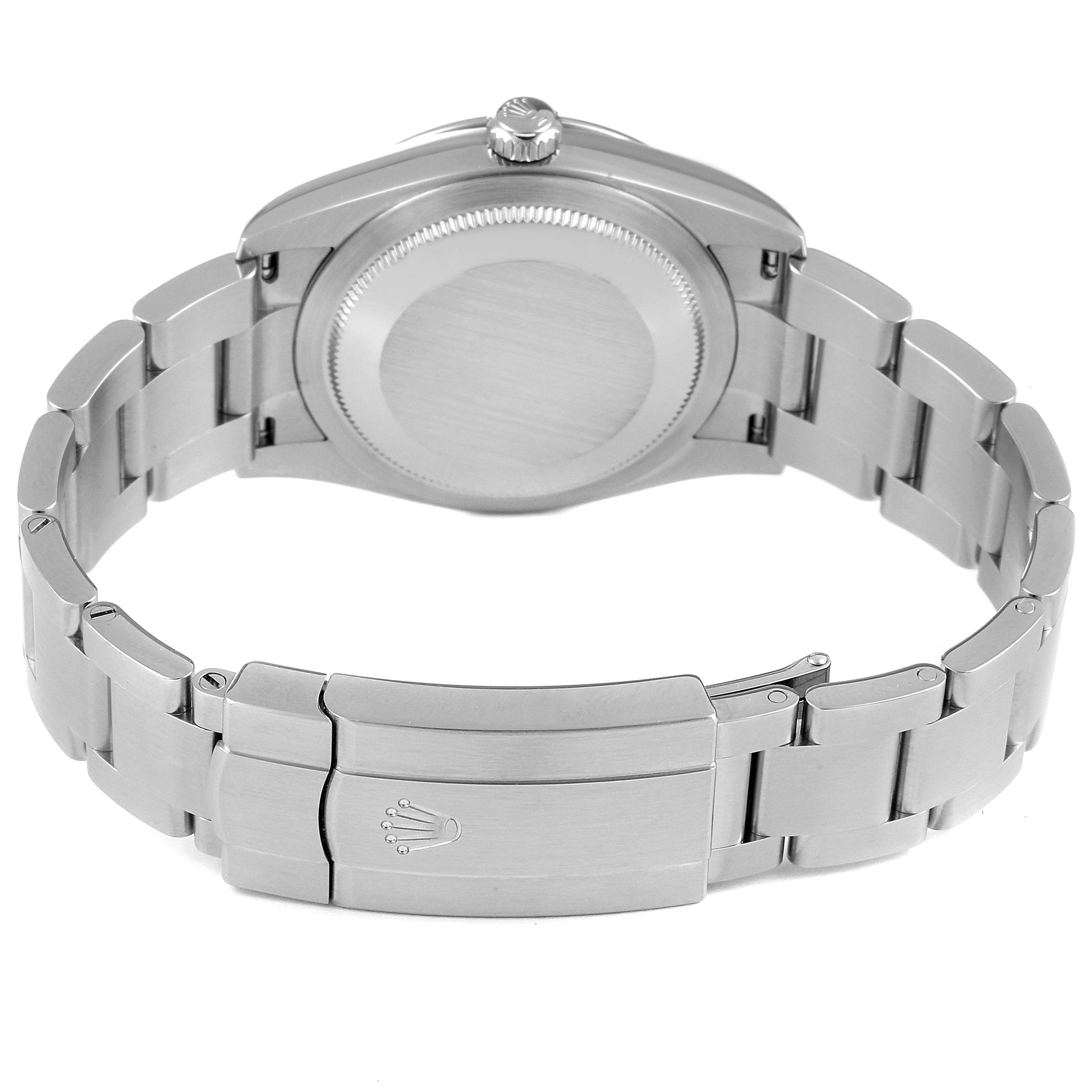 This image shows the back view of a Rolex Oyster Perpetual 124200 Men's Stainless Steel Silver Dial 124200 Men's Stainless Steel Silver Dial watch, highlighting the case back and bracelet clasp.