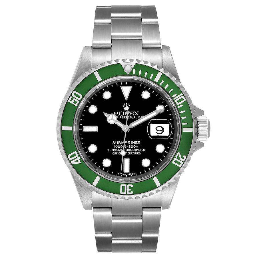 Rolex Submariner Kermit Green Bezel 50th Anniversary Mens Watch 16610LV Box  Papers