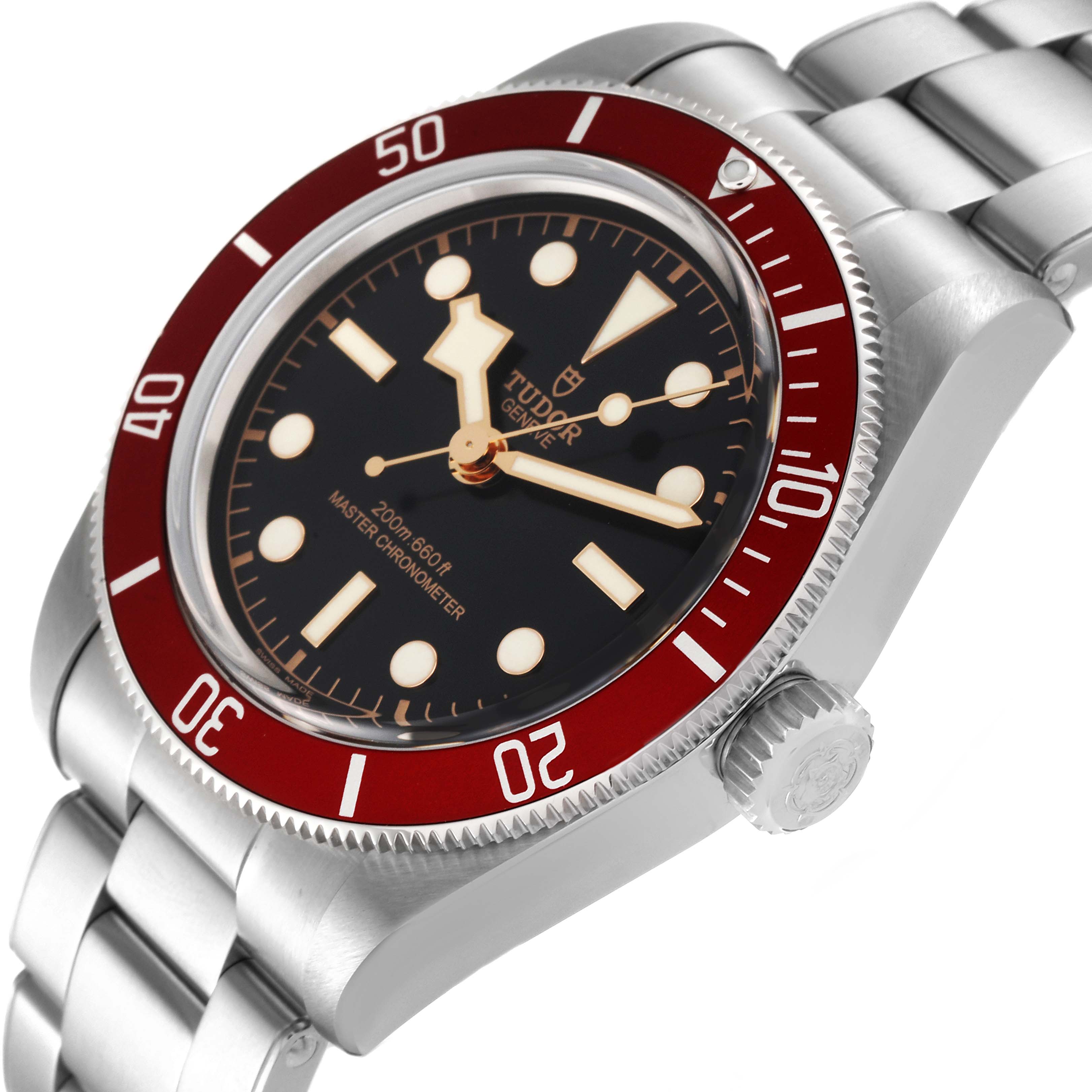 The Tudor Heritage Black Bay M7941A1A0RU-0001 Men
s Stainless Steel Black Dial M7941A1A0RU-0001 Men
s Stainless Steel Black Dial watch is shown at a slight angle, highlighting the dial, bezel, crown, and part of the bracelet.