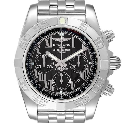 Photo of Breitling Chronomat 01 Black Dial Steel Mens Watch AB0110 Box Papers