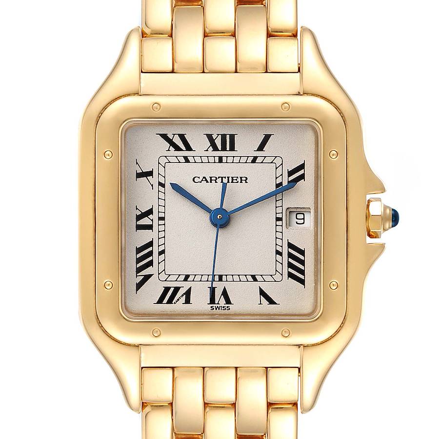 Cartier Panthere XL Blue Sapphire Yellow Gold Unisex Watch W25014B9 Add 3 Links SwissWatchExpo