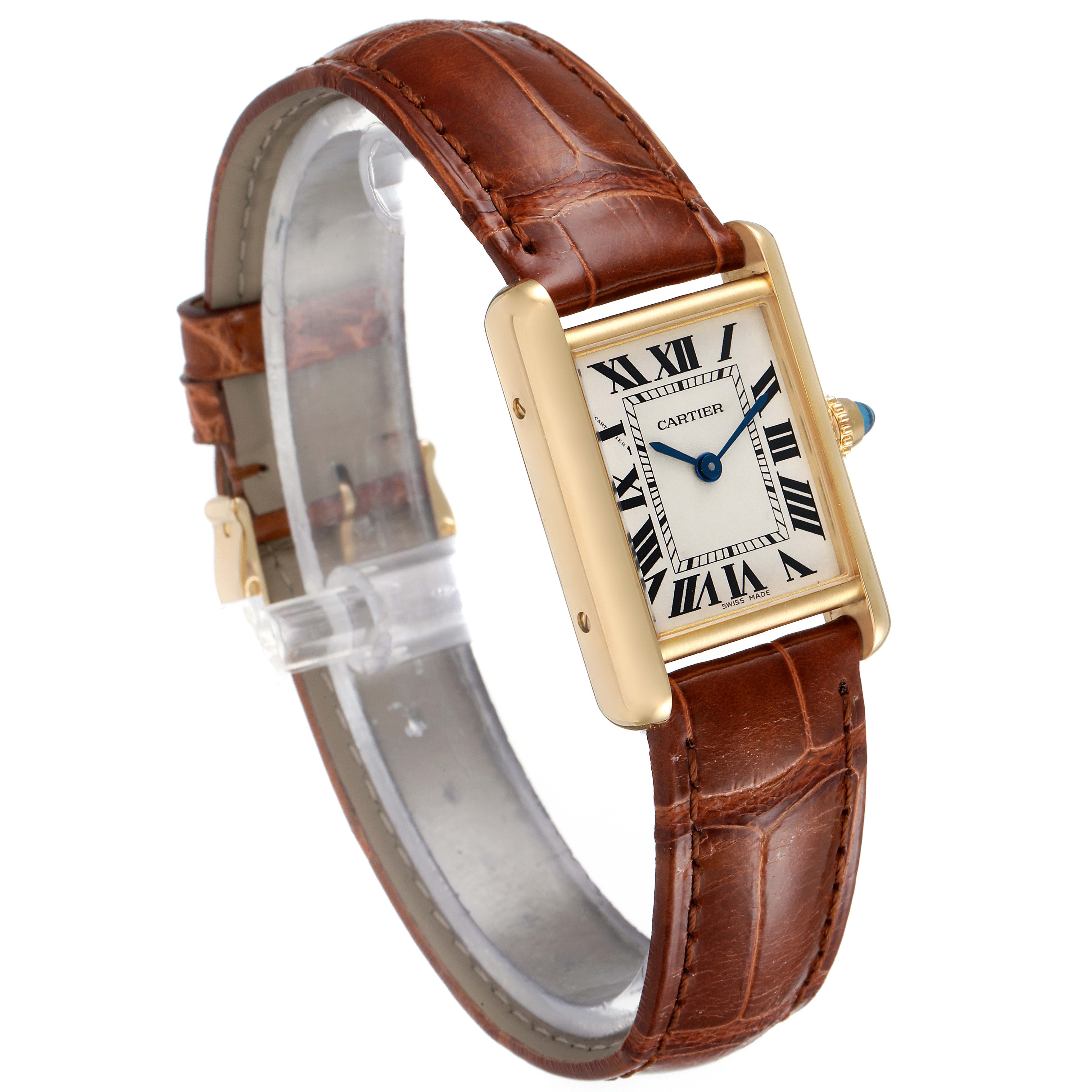 Cartier Tank Louis 18k Yellow Gold Brown Strap Ladies Watch W1529856 ...