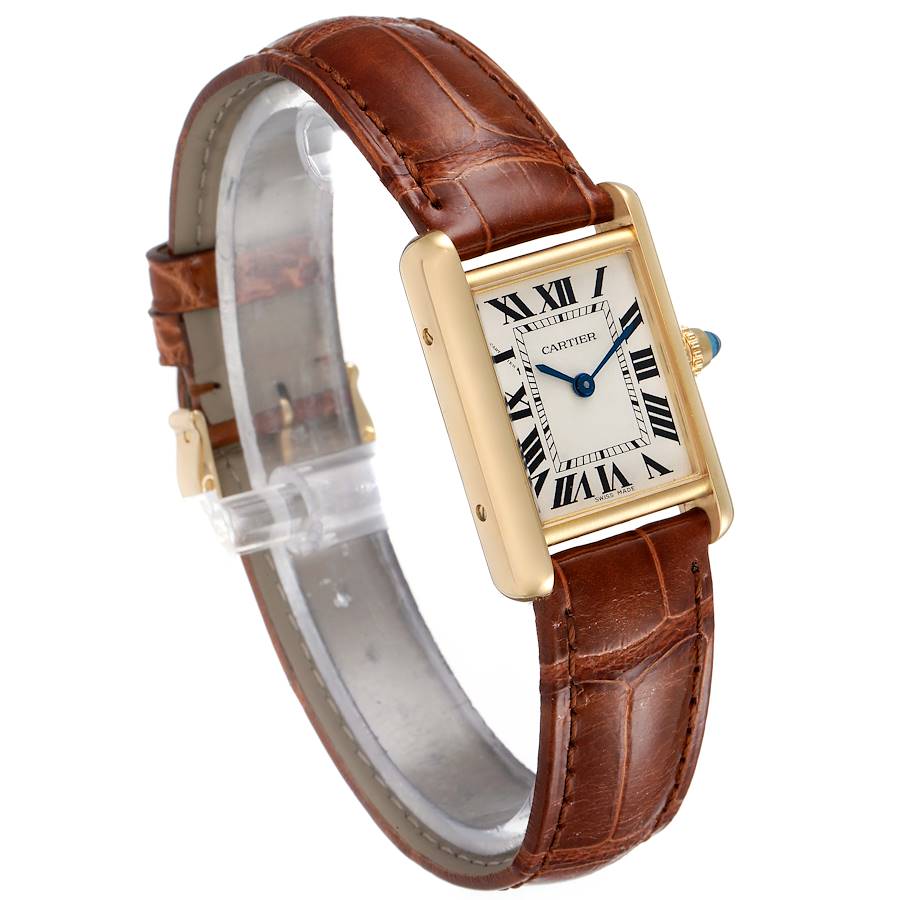 Cartier Tank Louis Rose Gold Diamond Brown Strap Ladies Watch