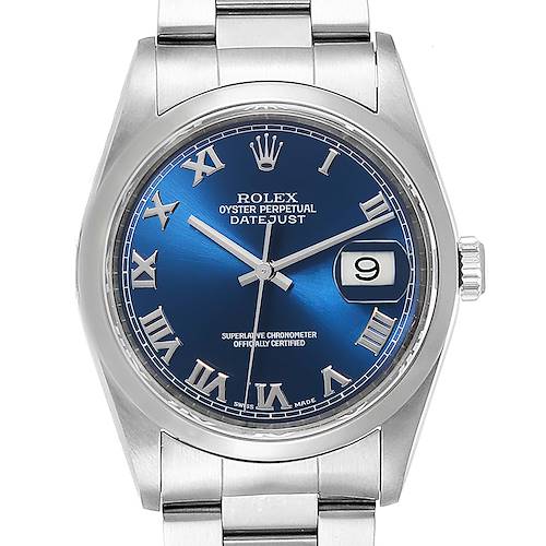 Photo of Rolex Datejust 36 Blue Dial Oyster Bracelet Steel Mens Watch 16200