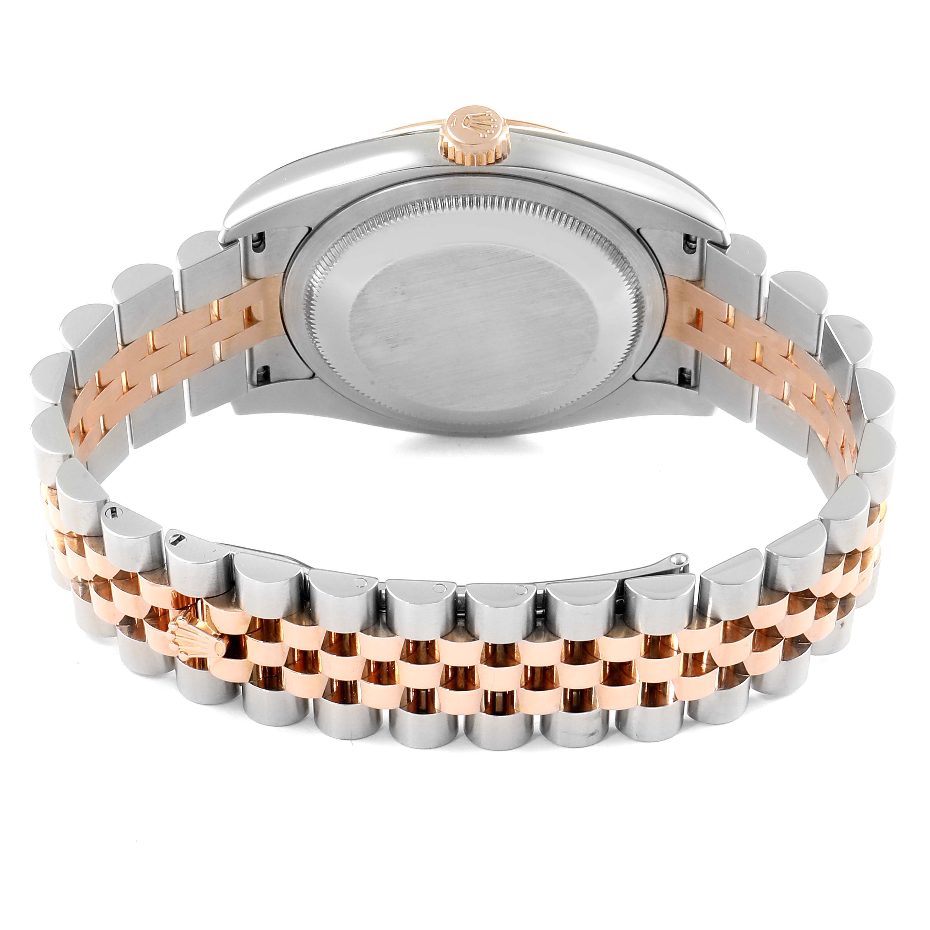 The image shows the back case and a side view of the bracelet of a Rolex Datejust 116231 Men's Steel and Gold (two tone) Black Dial 116231 Men's Steel and Gold (two tone) Black Dial watch.