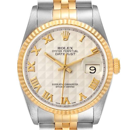 Photo of NOT FOR SALE Rolex Datejust Steel Yellow Gold Pyramid Roman Dial Mens Watch 16233 PARTIAL PAYMENT