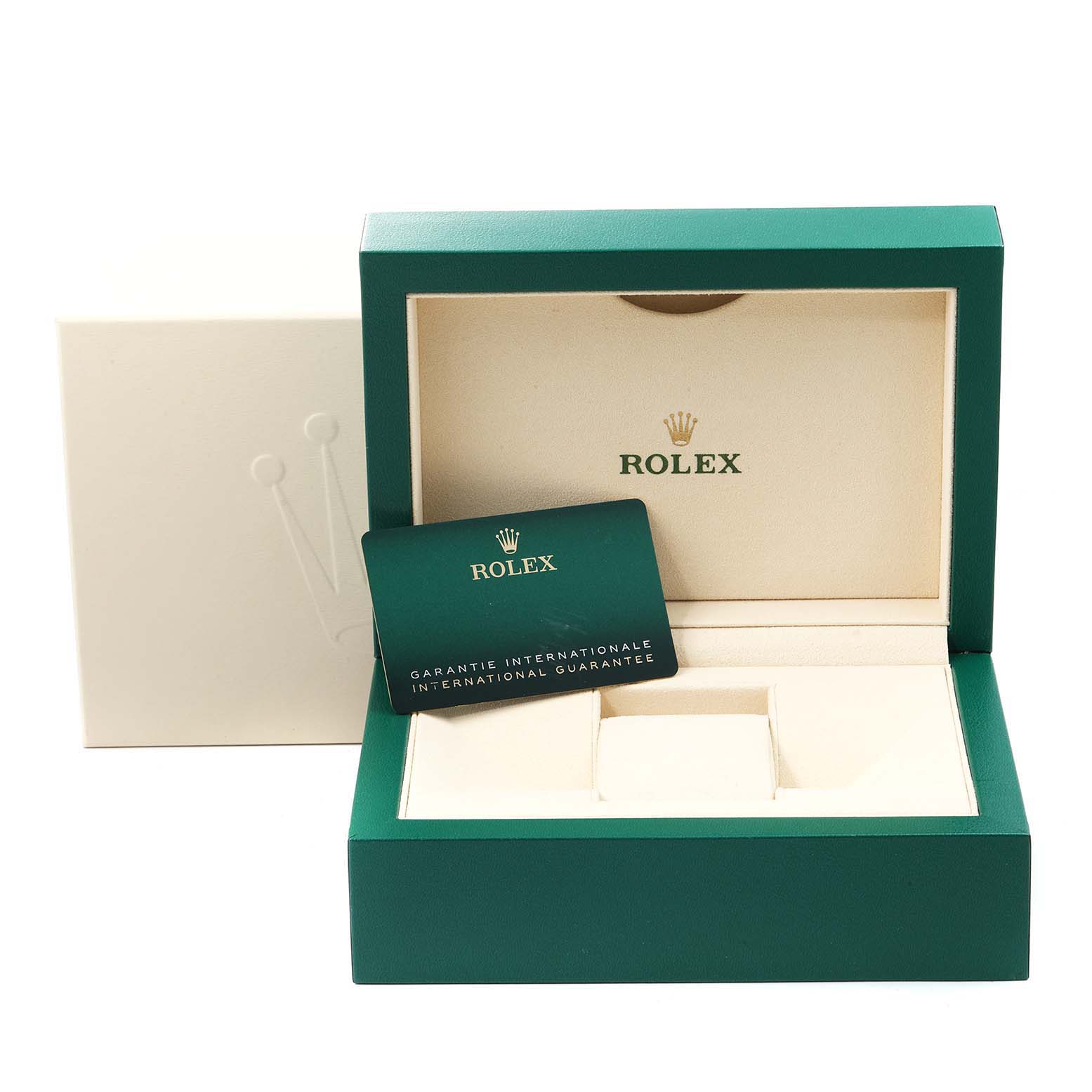 The image shows the packaging and guarantee card for the Rolex Explorer 214270 Men's Stainless Steel Black Dial 214270 Men's Stainless Steel Black Dial model.