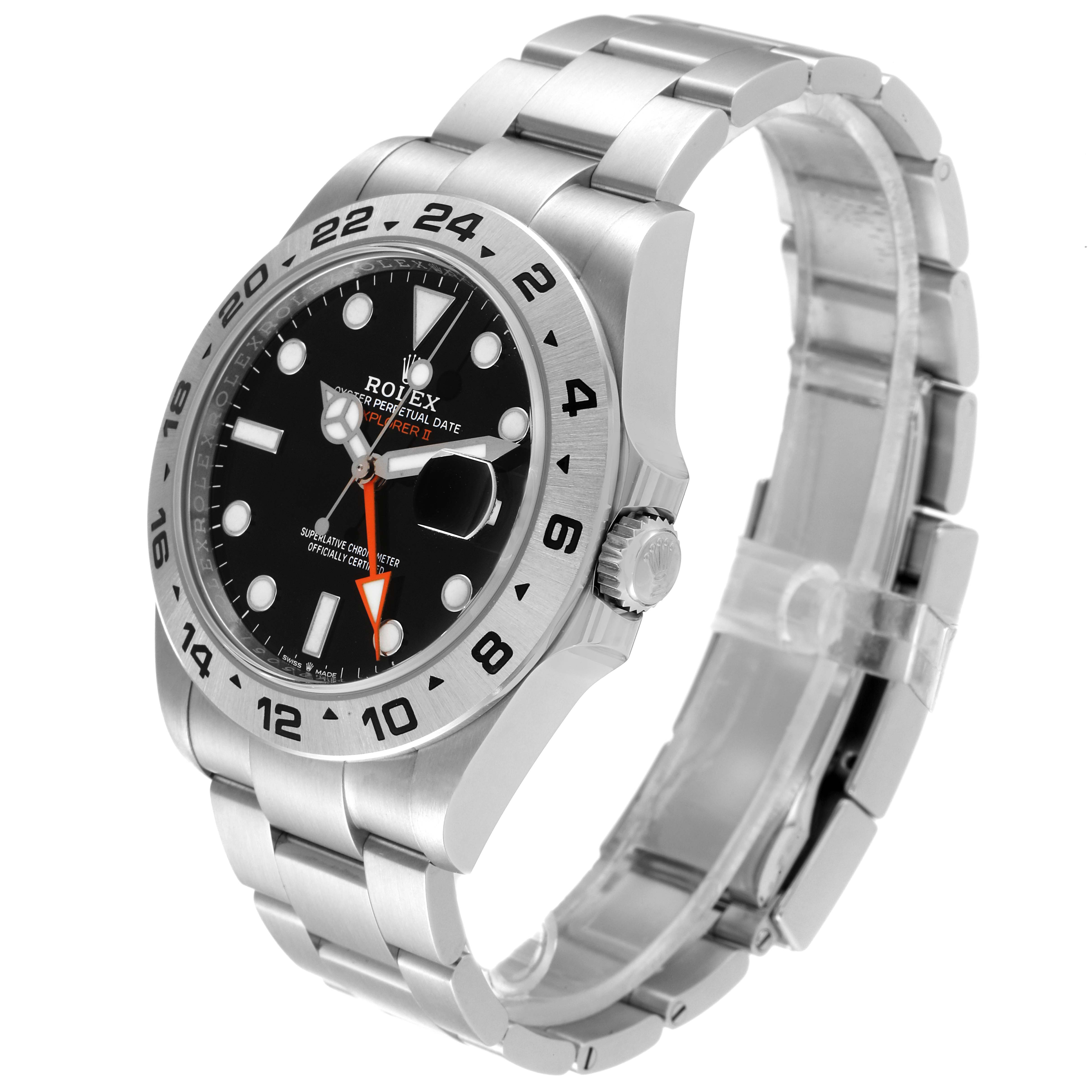 The Rolex Explorer 226570 Men
s Stainless Steel Black Dial 226570 Men
s Stainless Steel Black Dial watch is shown at a slight angle, highlighting its face, bezel, crown, and stainless steel bracelet.