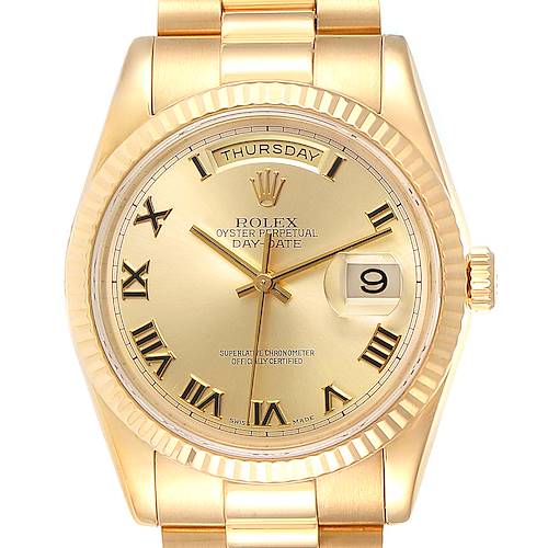 Photo of Rolex President Day Date 18K Yellow Gold Mens Watch 118238 Box Papers