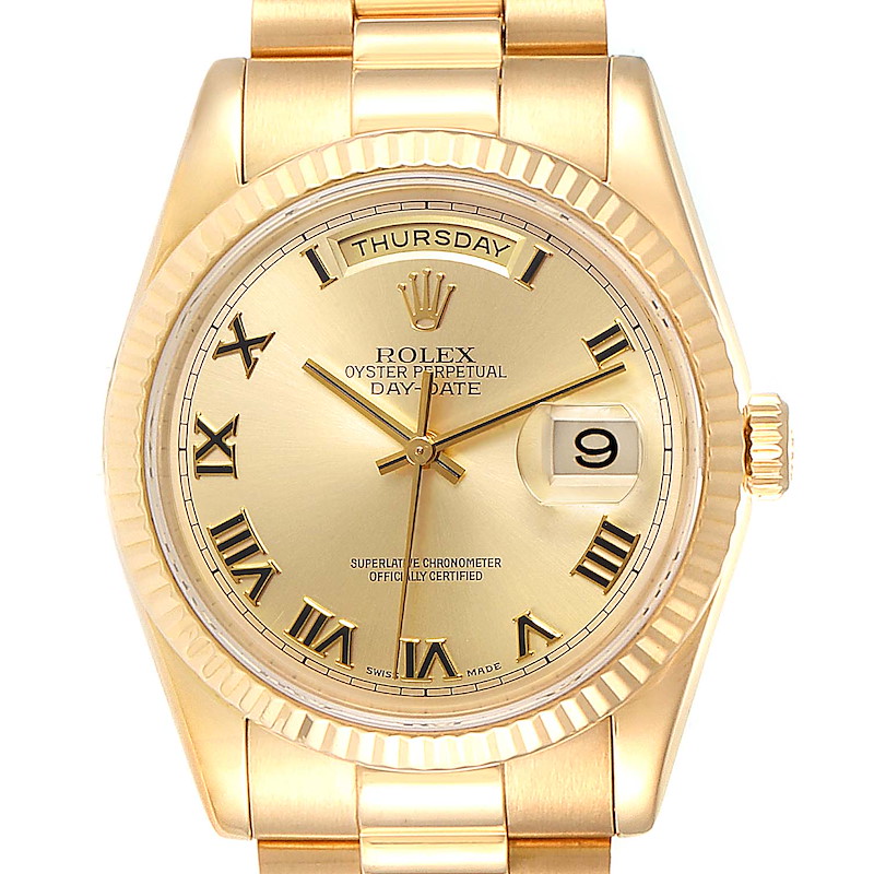 Rolex President Day Date 18K Yellow Gold Mens Watch 118238 Box Papers SwissWatchExpo