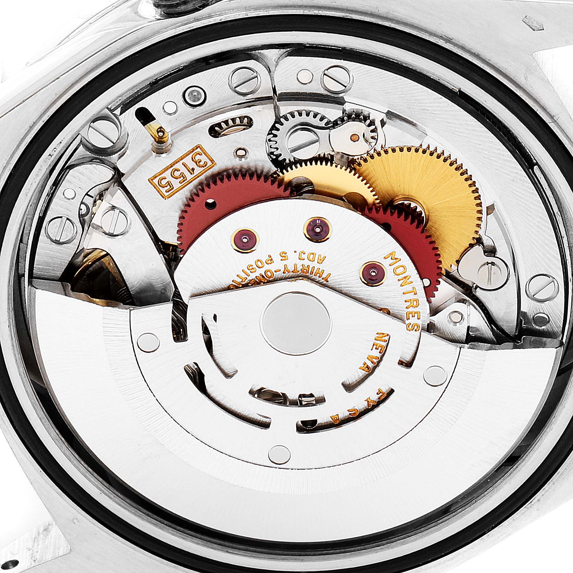This image shows the internal mechanism of a Rolex President 18346 Men's Platinum Silver Dial 18346 Men's Platinum Silver Dial model watch, highlighting gears and movement parts.