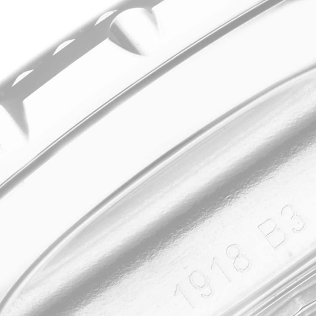 Close-up of the side engraving and bezel details of a Breitling Bentley A13362 Men's Stainless Steel Mother of Pearl Dial A13362 Men's Stainless Steel Mother of Pearl Dial watch.