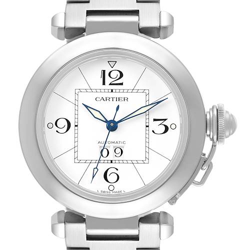 Photo of Cartier Pasha C Big Date Midsize Steel Mens Watch W31055M7 Box Papers