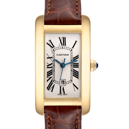 Photo of Cartier Tank Americaine Midsize Yellow Gold Automatic Mens Watch W2603556