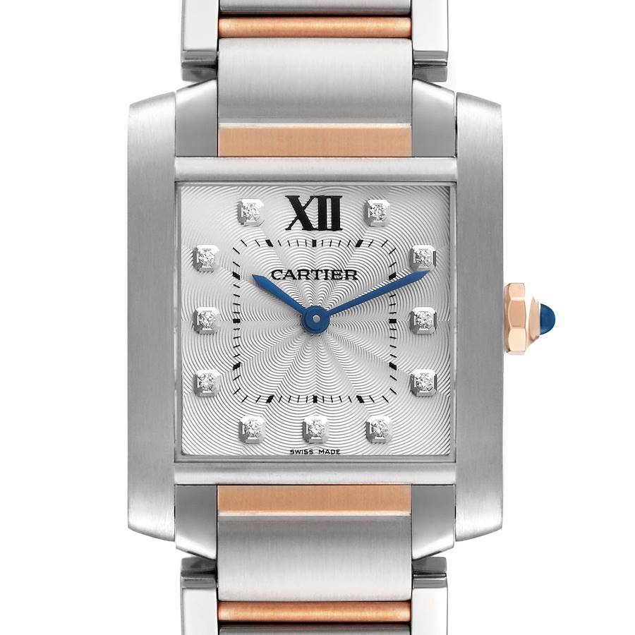 Cartier Tank Francaise Midsize Diamond Steel Rose Gold Ladies Watch WE110005 SwissWatchExpo