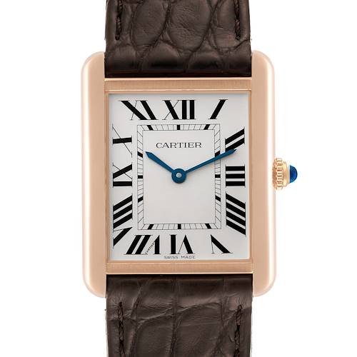 Photo of Cartier Tank Solo Large Rose Gold Steel Mens Watch W5200025 Card