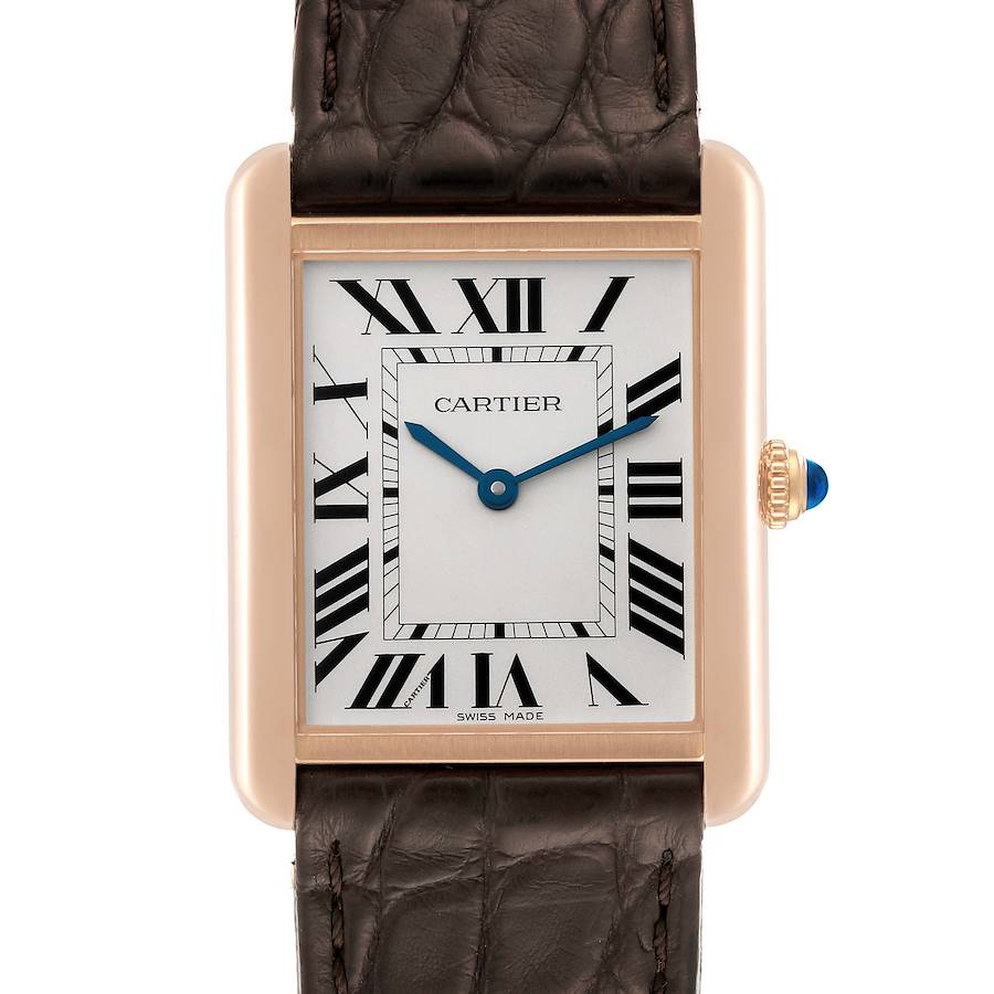 Cartier Tank Solo Large Rose Gold Steel Mens Watch W5200025 Card SwissWatchExpo