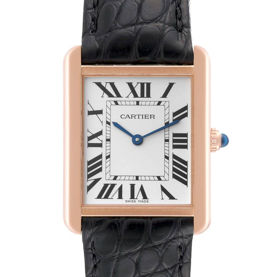 Cartier Tank Solo Large Rose Gold Steel Mens Watch W5200025 Card SwissWatchExpo