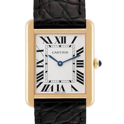 Photo of Cartier Tank Solo Large Yellow Gold Steel Mens Watch W5200004 Card