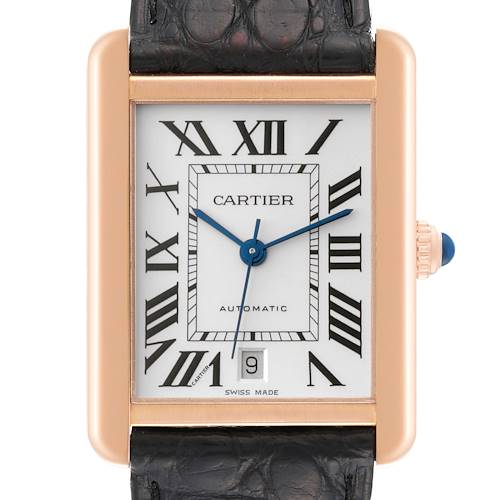 Photo of Cartier Tank Solo XL Rose Gold Silver Dial Mens Watch W5200026