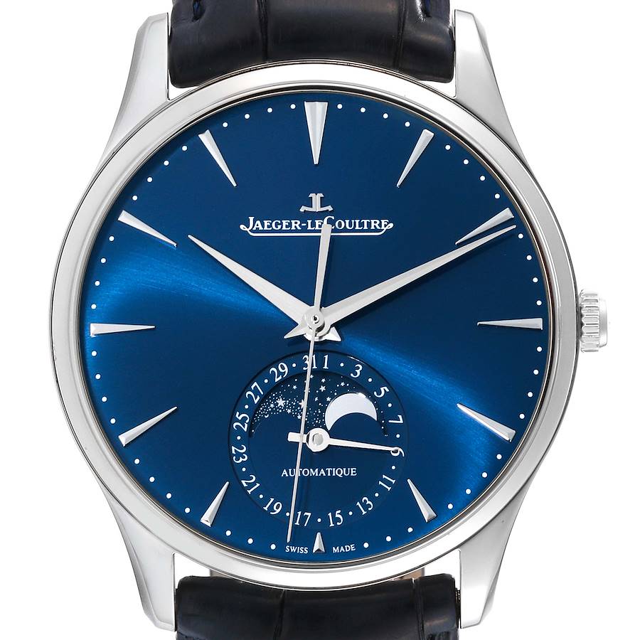 Jaeger LeCoultre Master Ultra Thin Moon Mens Watch 109.8.A5.S Q1368480 Box Card SwissWatchExpo