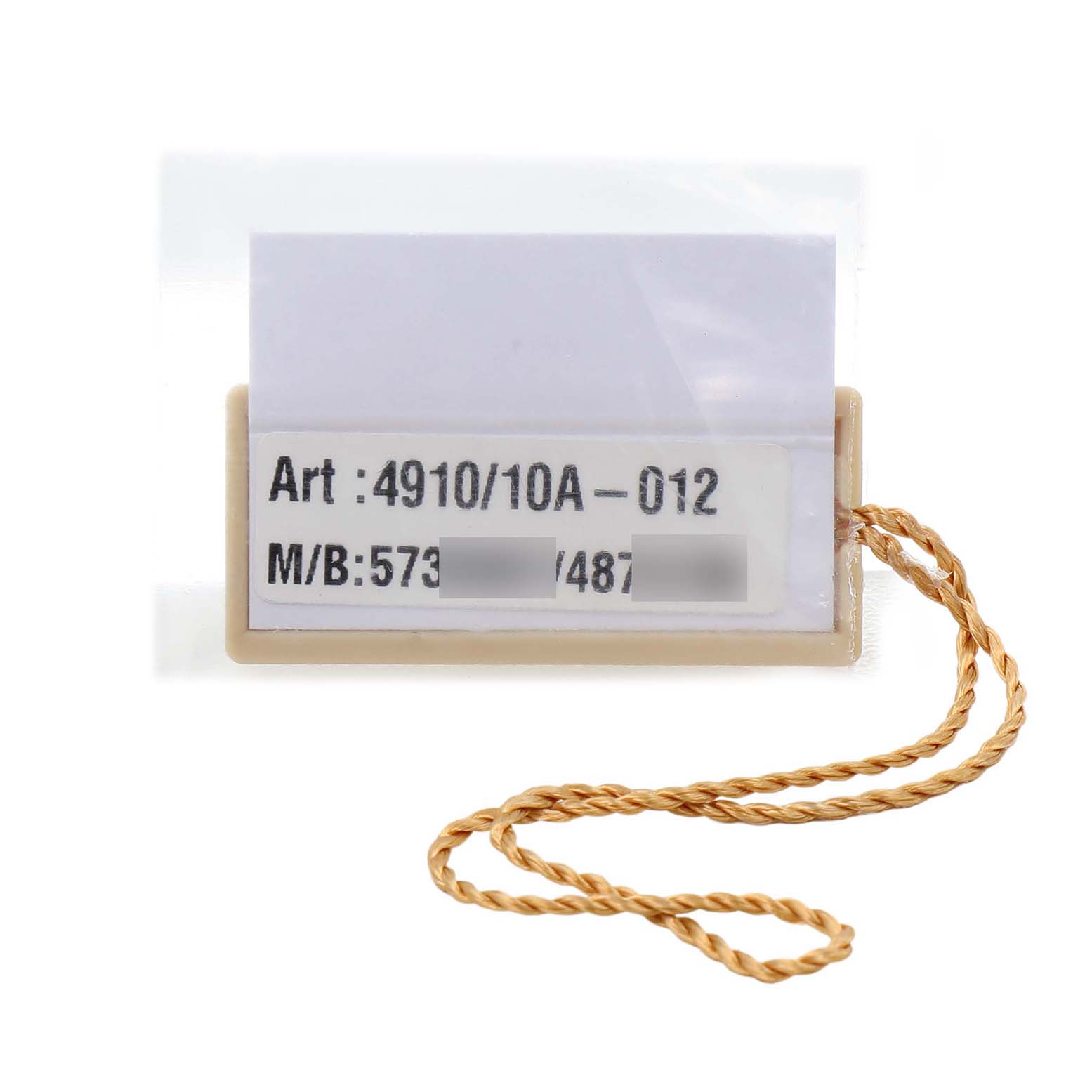 The image shows a tag with reference details for the Patek Philippe Twenty-4 4910/10A-012 Women's Stainless Steel Blue Dial model, viewed from the front.
