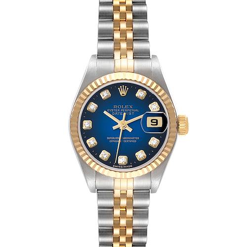 Photo of Rolex Datejust Steel Yellow Gold Blue Vignette Diamond Dial Ladies Watch 79173