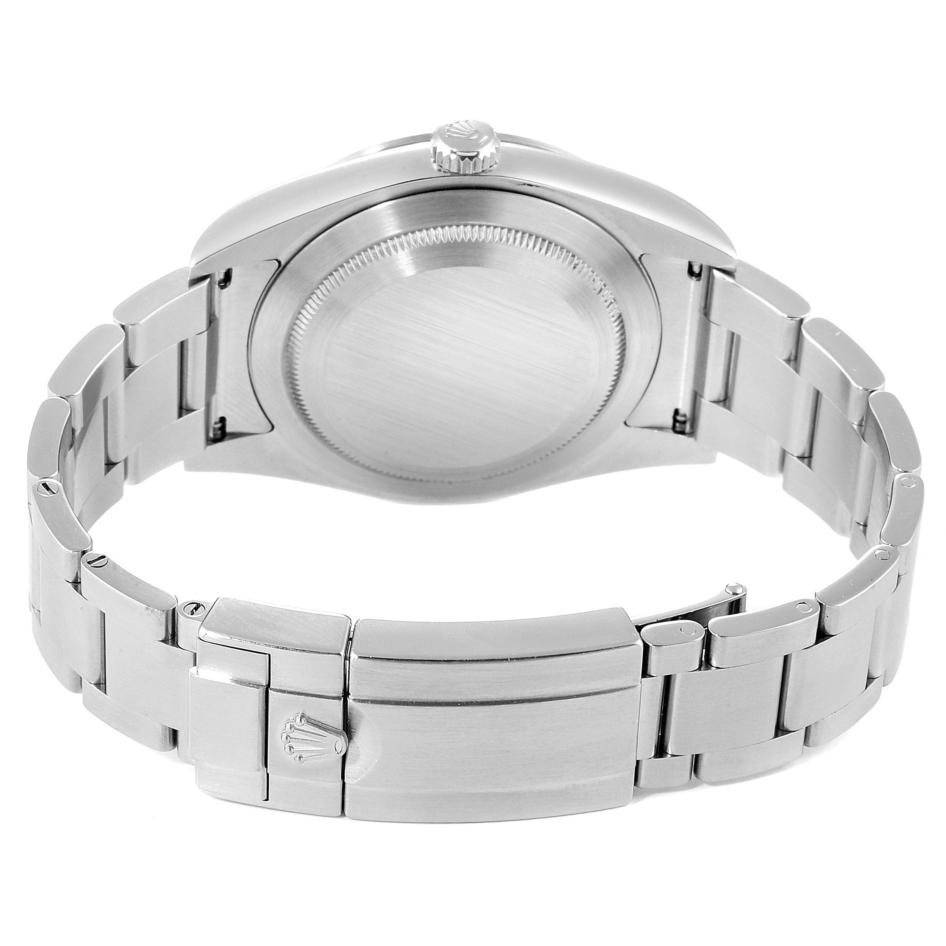 This image shows the back and bracelet of the Rolex Explorer 214270 Men
s Stainless Steel Black Dial 214270 Men
s Stainless Steel Black Dial watch at a rear angle.