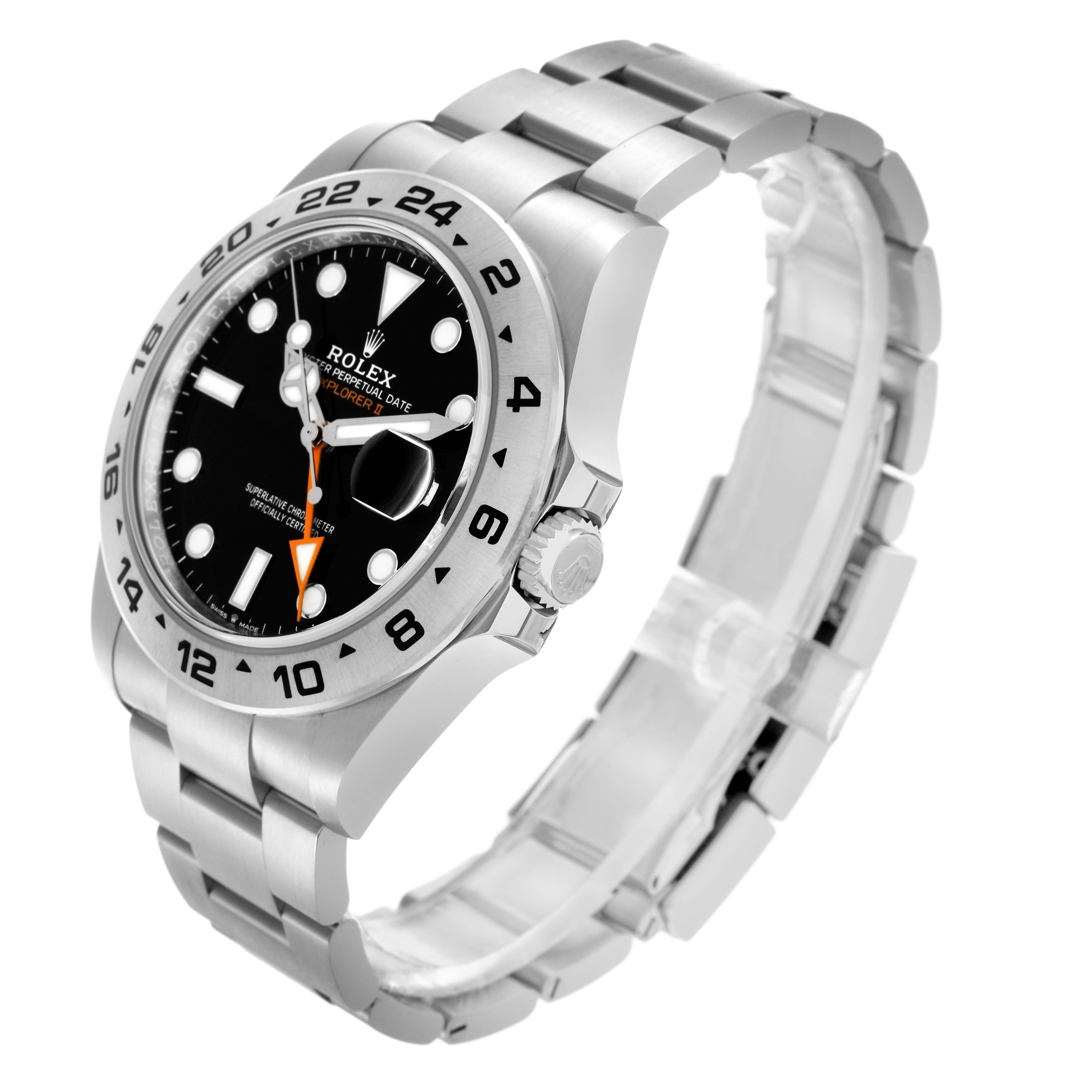 The Rolex Explorer 226570 Men
s Stainless Steel Black Dial 226570 Men
s Stainless Steel Black Dial watch is shown at a three-quarter angle, displaying the face, bezel, crown, and part of the bracelet.