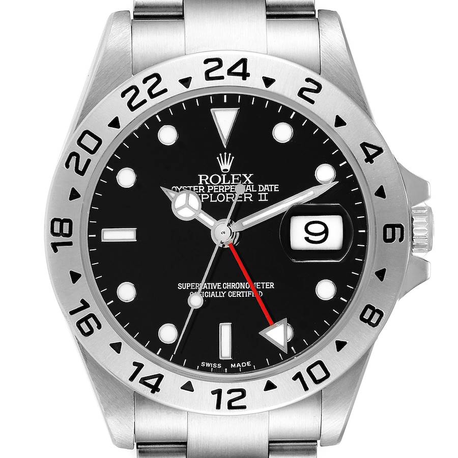 Rolex Explorer II Black Dial Steel Mens Watch 16570 Box Papers SwissWatchExpo