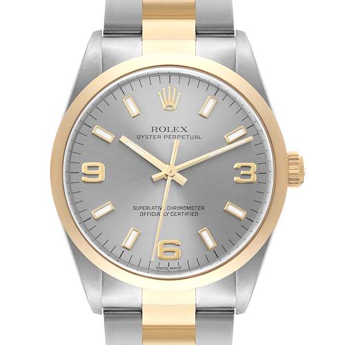 Photo of Rolex Oyster Perpetual Steel Yellow Gold Slate Dial Mens Watch 14203