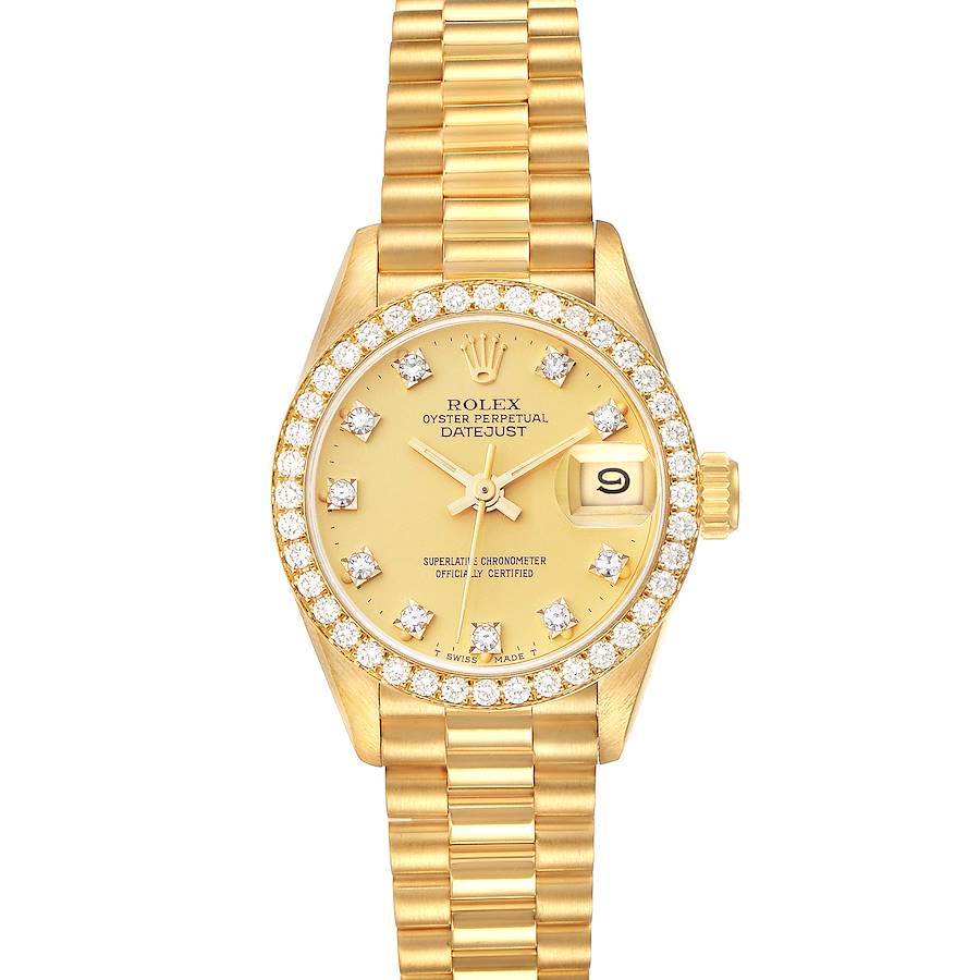 Rolex President Datejust Yellow Gold Diamond Ladies Watch 69138 SwissWatchExpo