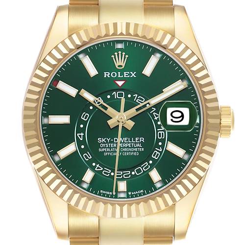 Photo of Rolex Sky-Dweller Yellow Gold Bright Green Dial Mens Watch 336938 Unworn