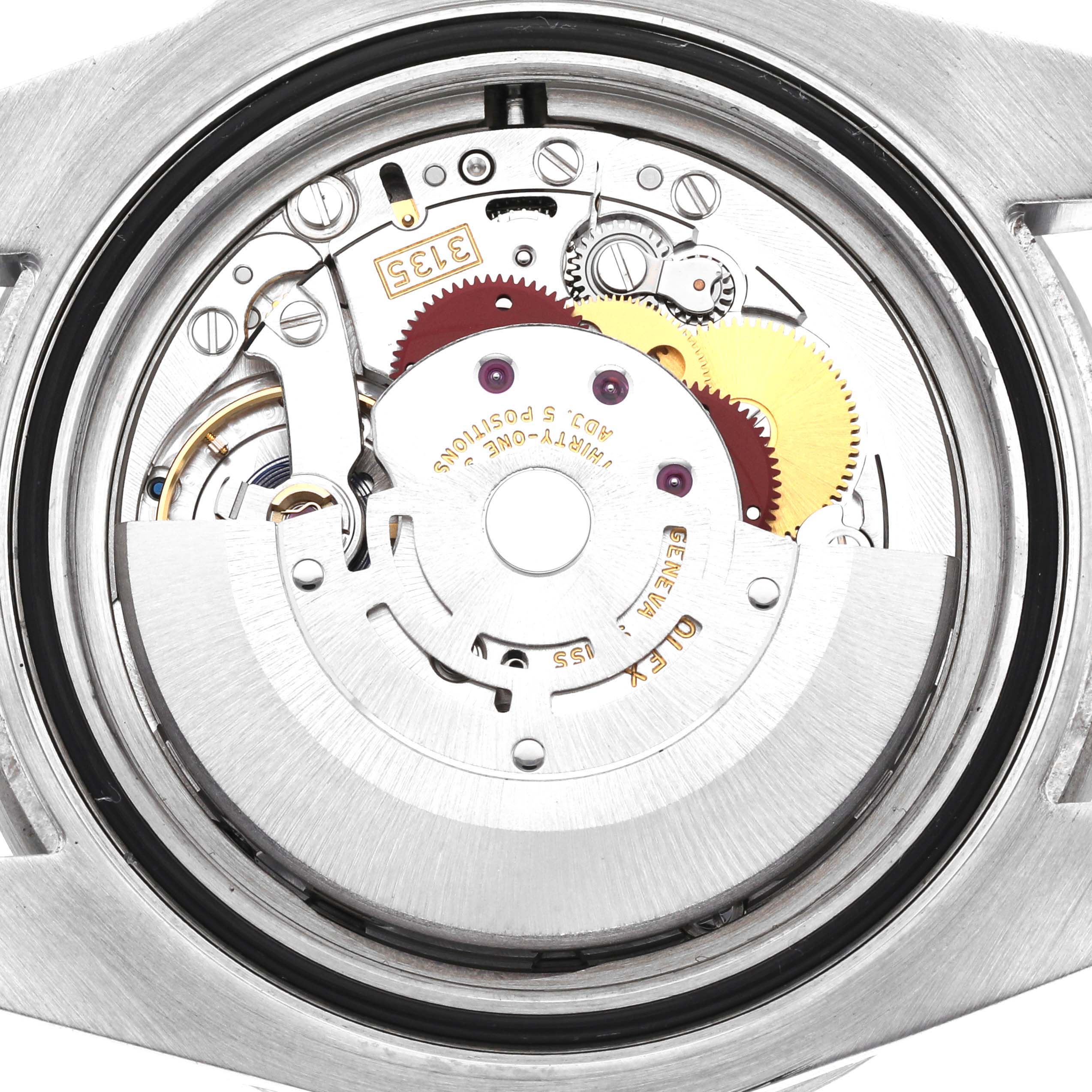 This image shows the movement mechanism of a Rolex Submariner 116610 Men
s Stainless Steel Black Dial 116610 Men
s Stainless Steel Black Dial watch from the back.