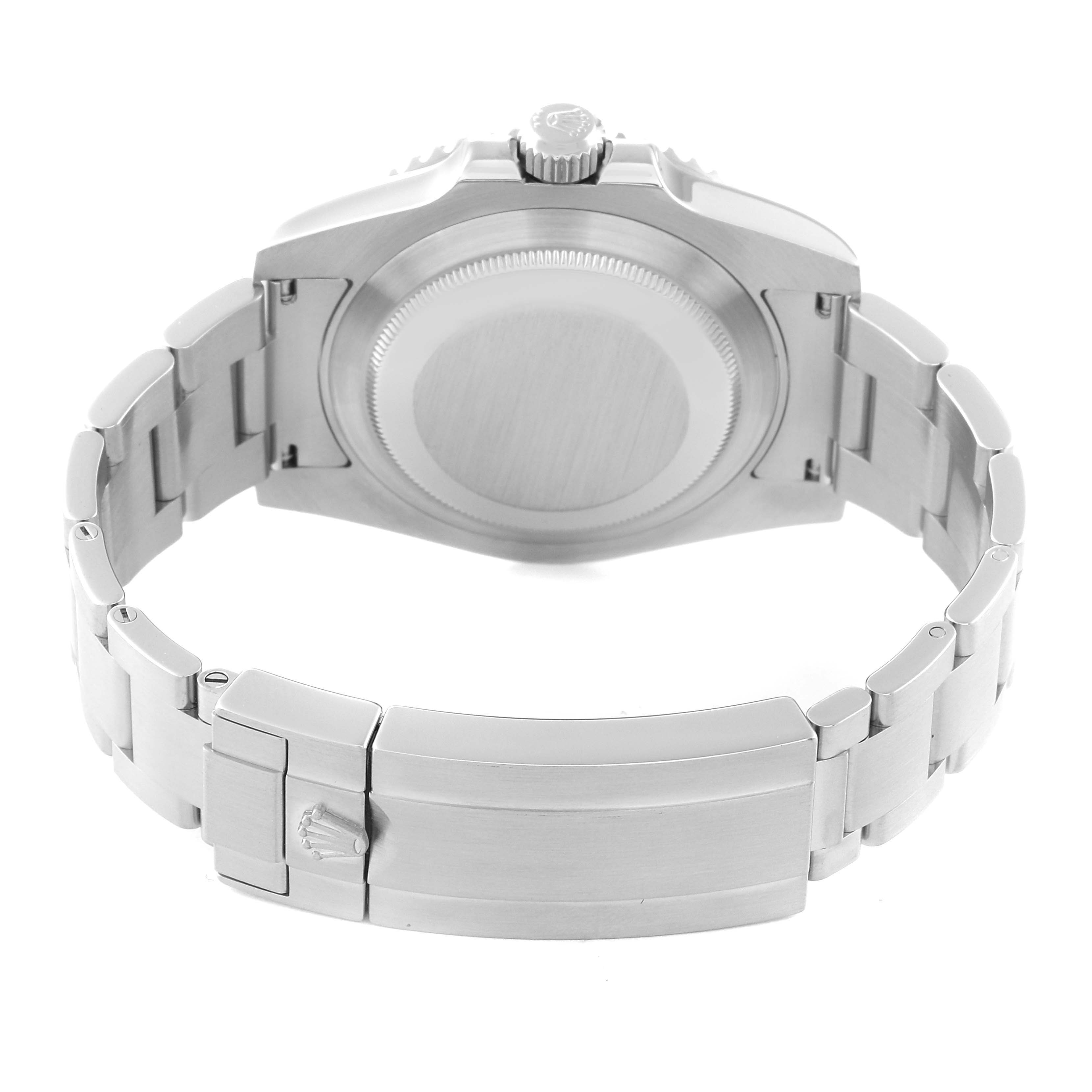 The image shows the back case and stainless steel bracelet clasp of a Rolex Submariner 116610 Men
s Stainless Steel Black Dial 116610 Men
s Stainless Steel Black Dial watch.