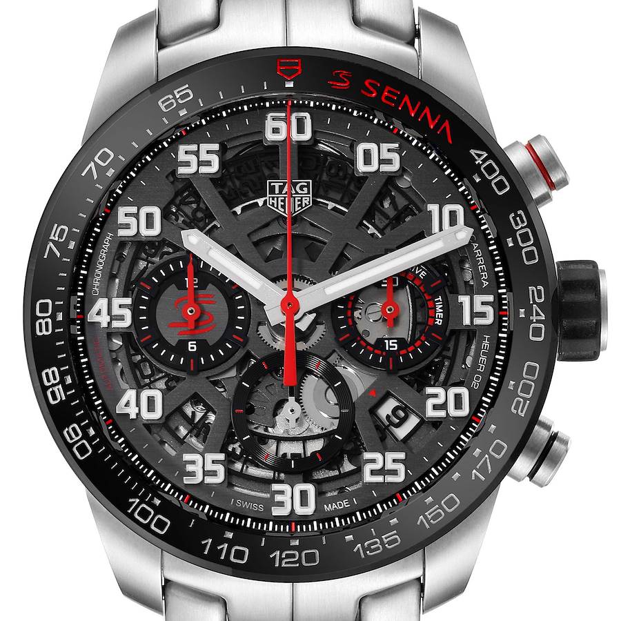 Tag Heuer Carrera Senna Special Edition Steel Mens Watch CBG2013 Box Card SwissWatchExpo