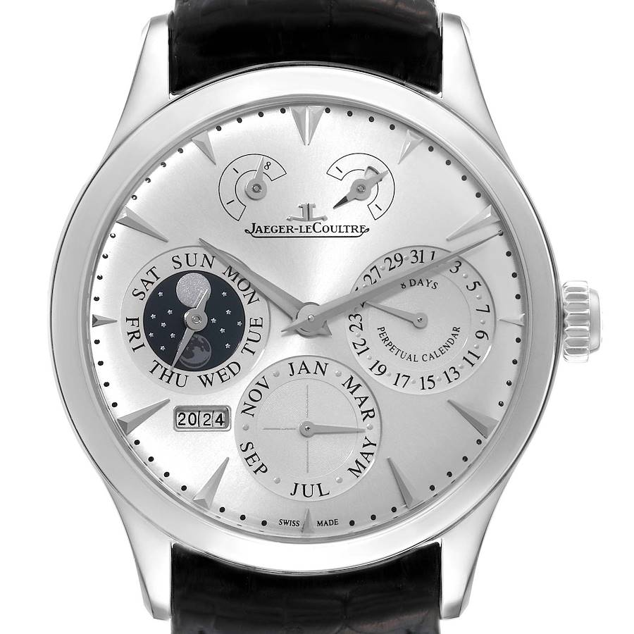 Jaeger LeCoultre Master 8 Day Perpetual Calendar Steel Watch 174.8.26.S Q1618420 SwissWatchExpo