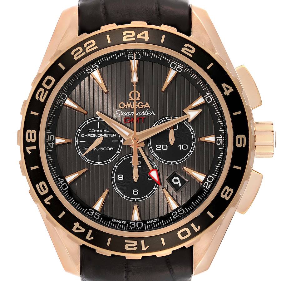 Omega Seamaster Aqua Terra GMT Rose Gold Mens Watch 231.53.44.52.06.001 Box Card SwissWatchExpo