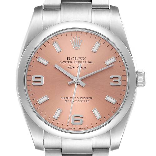 Photo of Rolex Air King 34 Salmon Dial Smooth Bezel Mens Watch 114200