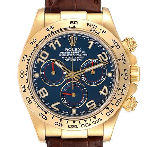 Photo of Rolex Cosmograph Daytona Yellow Gold Blue Dial Mens Watch 116518