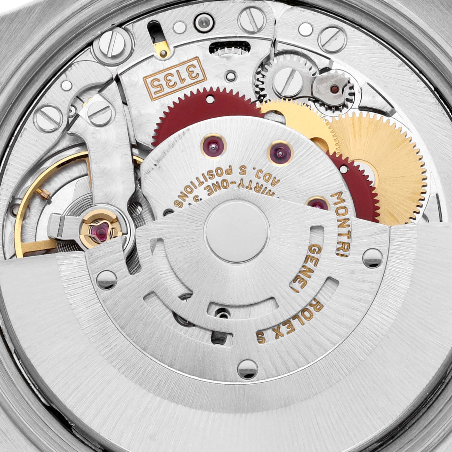The image shows the internal mechanical movement of a Rolex Date 15210 Men
s Stainless Steel Grey Dial 15210 Men
s Stainless Steel Grey Dial model watch.