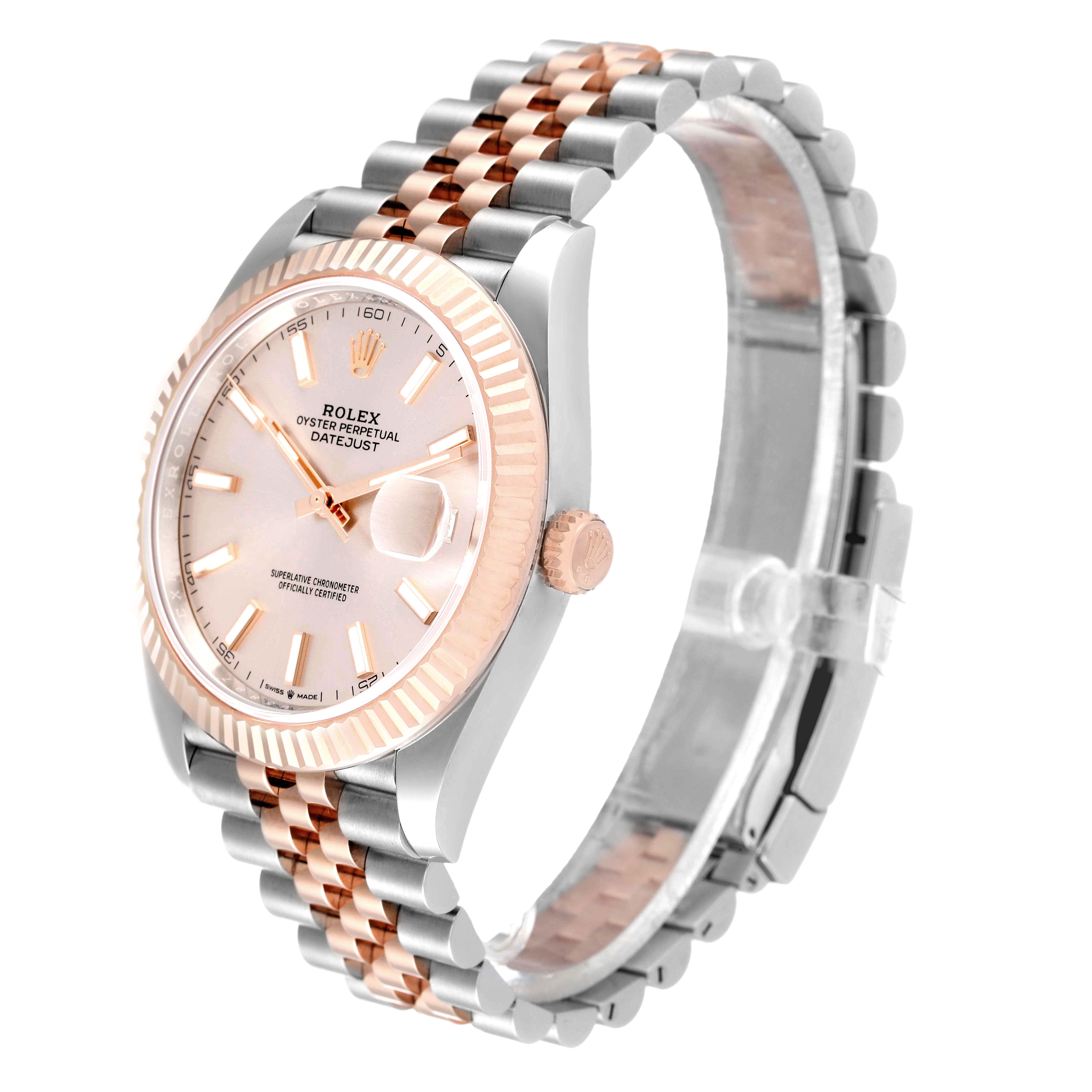 The Rolex Datejust 41 126331 Men's Steel and Gold (two tone) Beige Dial 126331 Men's Steel and Gold (two tone) Beige Dial watch is shown at an angle displaying the dial, bezel, crown, and bracelet.