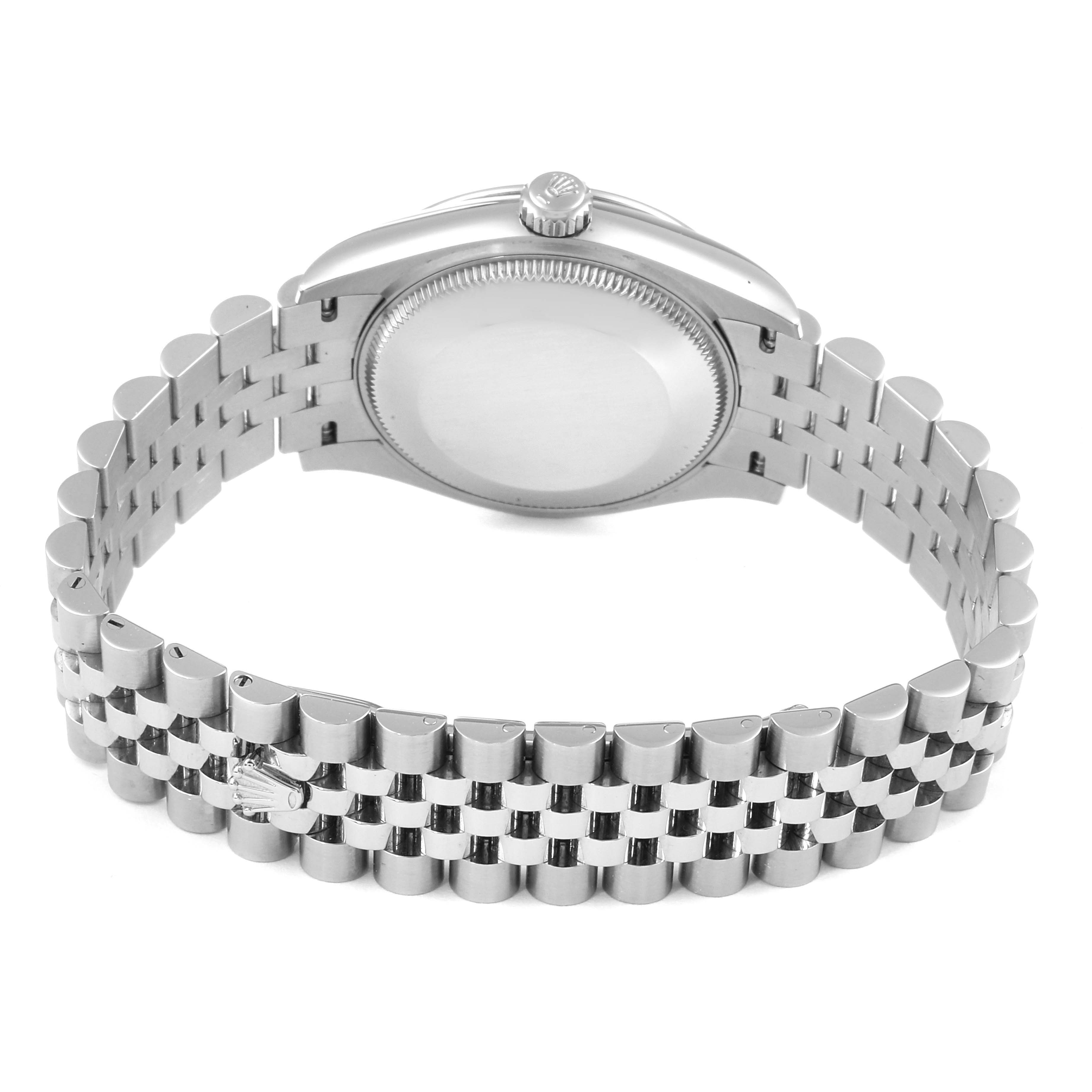 This image shows the back case and bracelet of a Mid-Size Rolex watch, viewed from the rear.