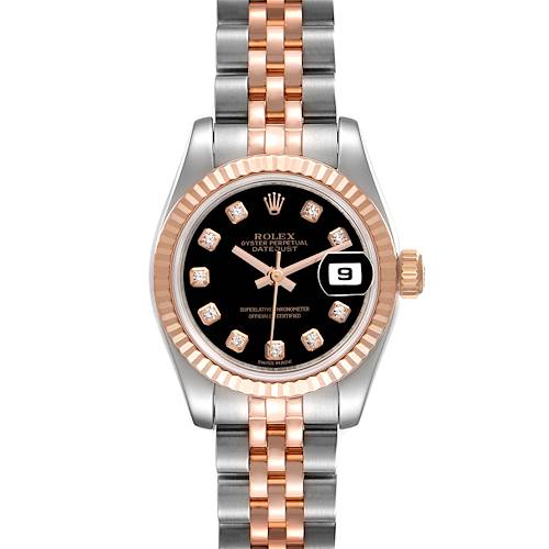 Photo of Rolex Datejust Steel Rose Gold Black Dial Ladies Watch 179171 Box Papers
