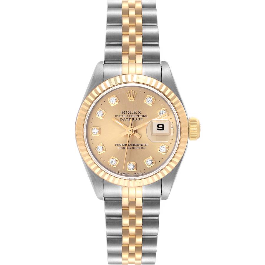 Rolex Datejust Steel Yellow Gold Diamond Dial Ladies Watch 69173 Box Papers SwissWatchExpo