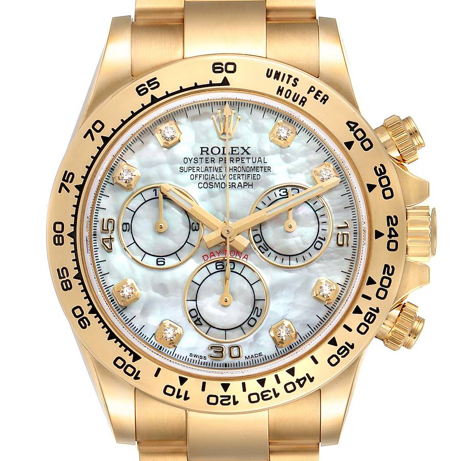 Rolex Daytona Yellow Gold MOP Diamond Dial Mens Watch 116508 Box Card SwissWatchExpo